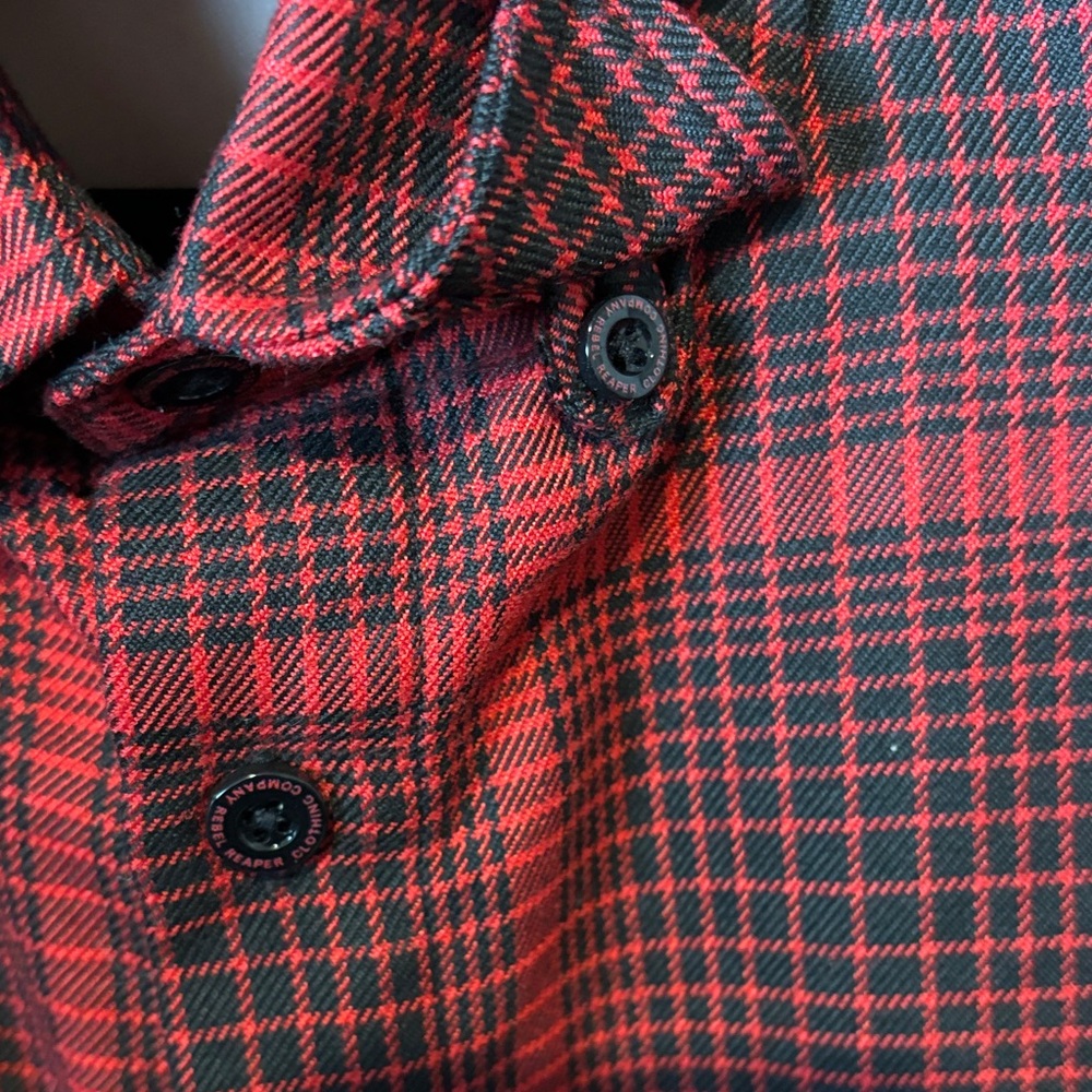 Rebel Reaper Salem Button-Down Red & Black Flannel Shirt Men XL Limited Release - Picture 5 of 6